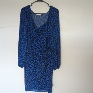 Ava & Viv Long Sleeve Blue and Black Dress